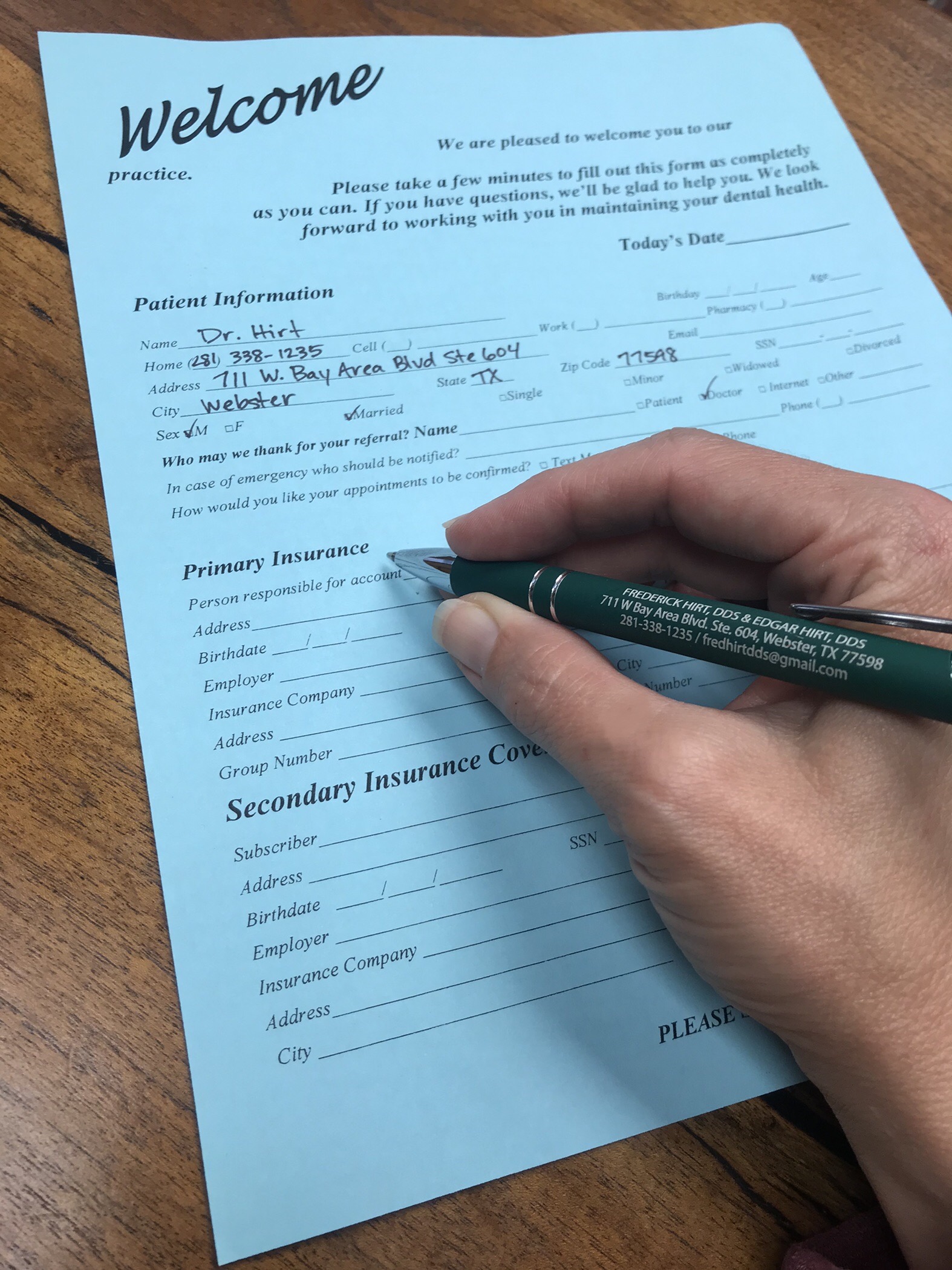 patient forms Webster, TX 